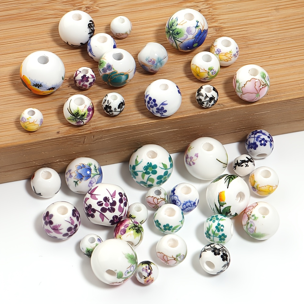 20/30pcs Fresh Natural Minimalist Style Printed Ceramic Beads